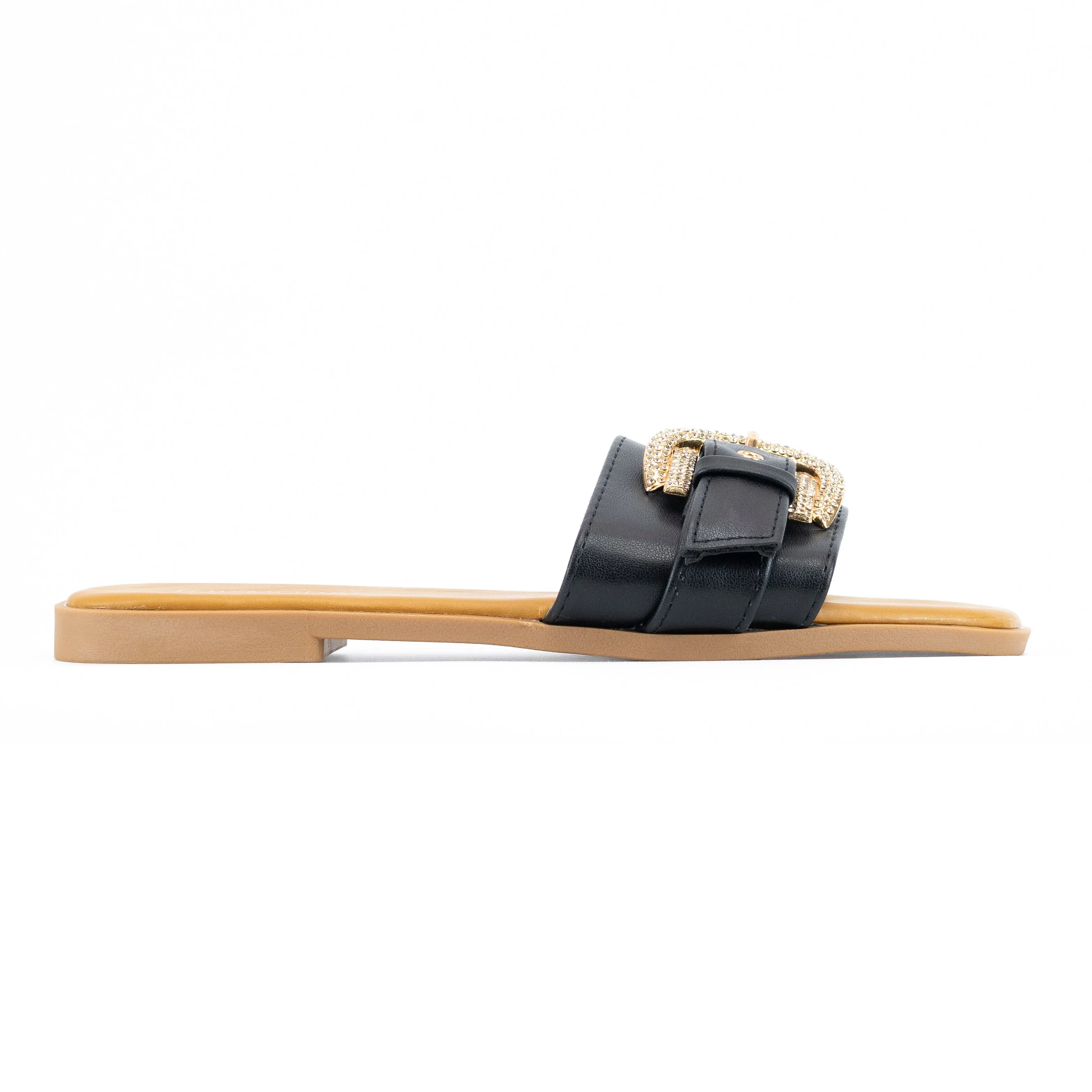 Dubai - Women's Embellished Slip-On Sandals, Stylish Hardware Details, Lightweight Summer Footwear, Perfect for Casual or Dressy Outings