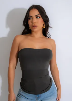 Just Like Body Ribbed Top Grey