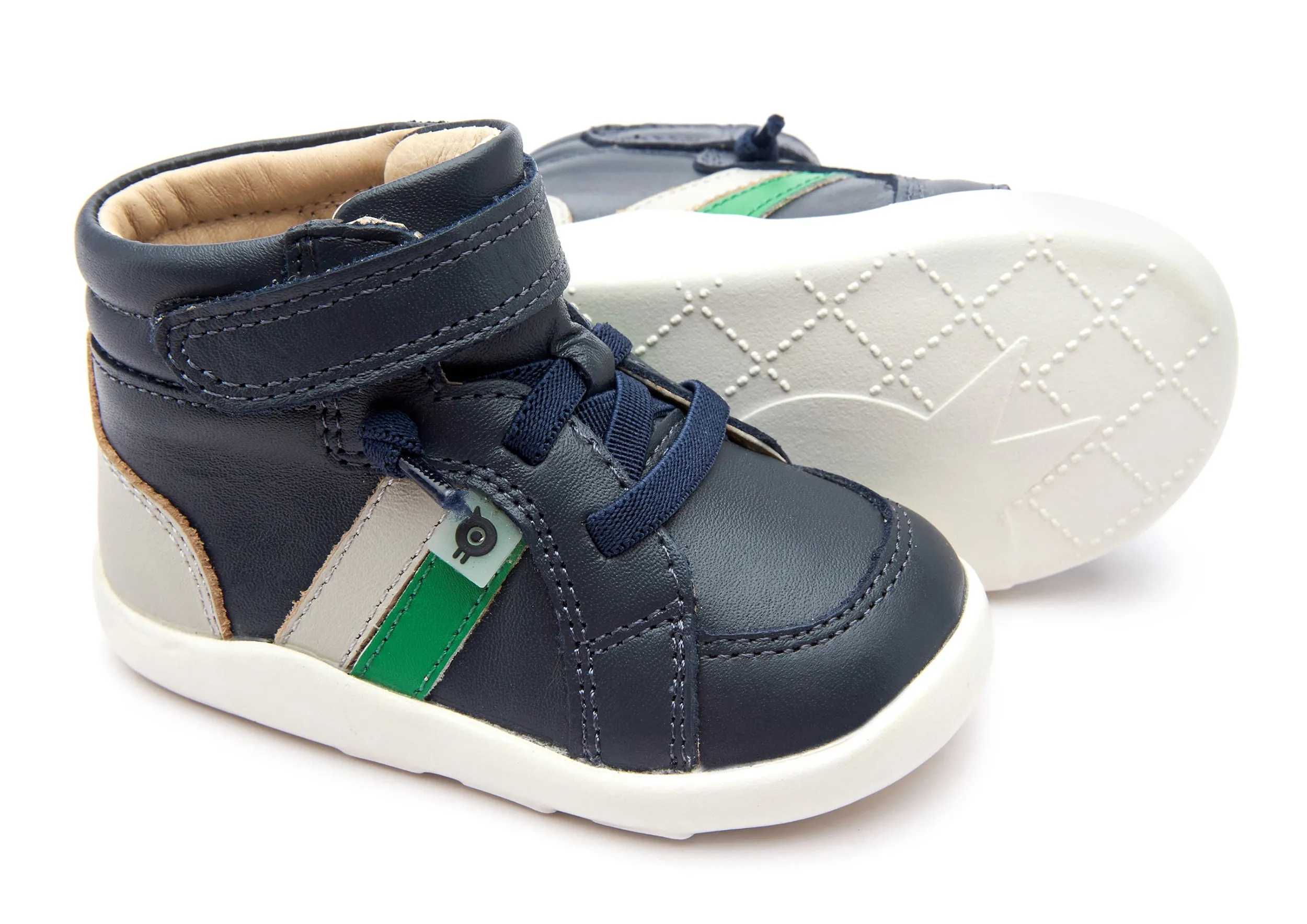 Old Soles Boy's 8028 Upper Ground Sneakers - Navy/Gris/Neon Green