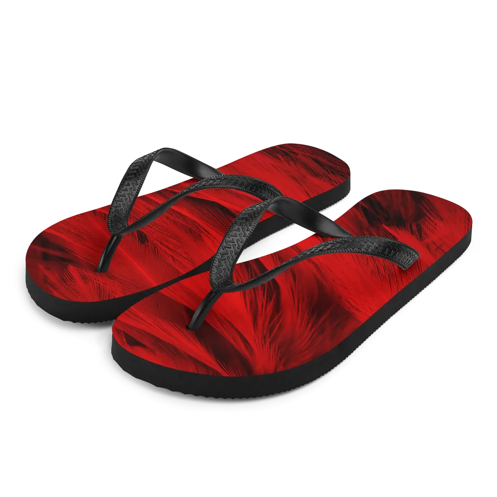 Red Feathers Flip-Flops