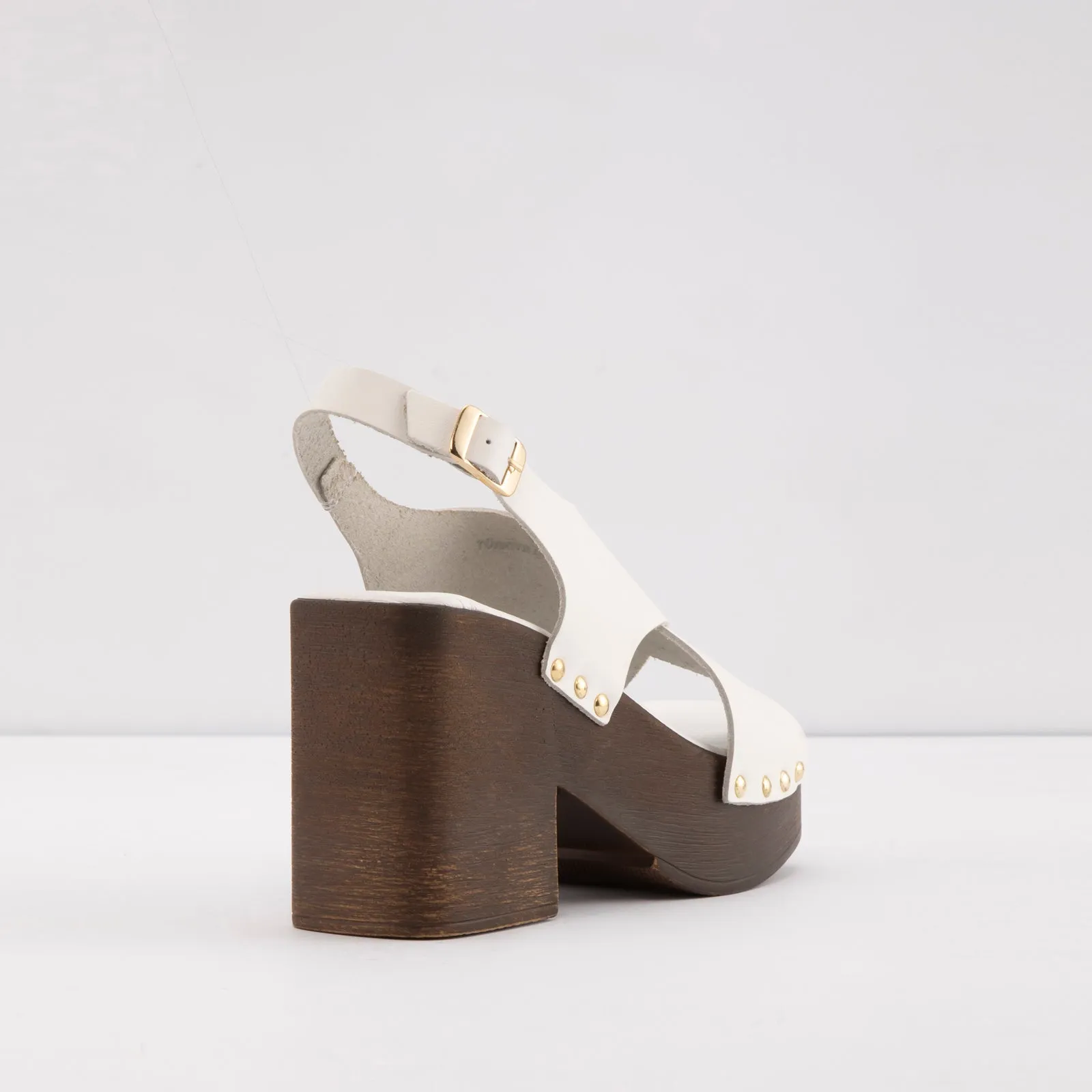 TITUS-TR real leather white woman heels